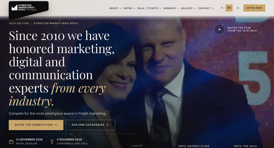 The Marketing Director of the Year website on a desktop