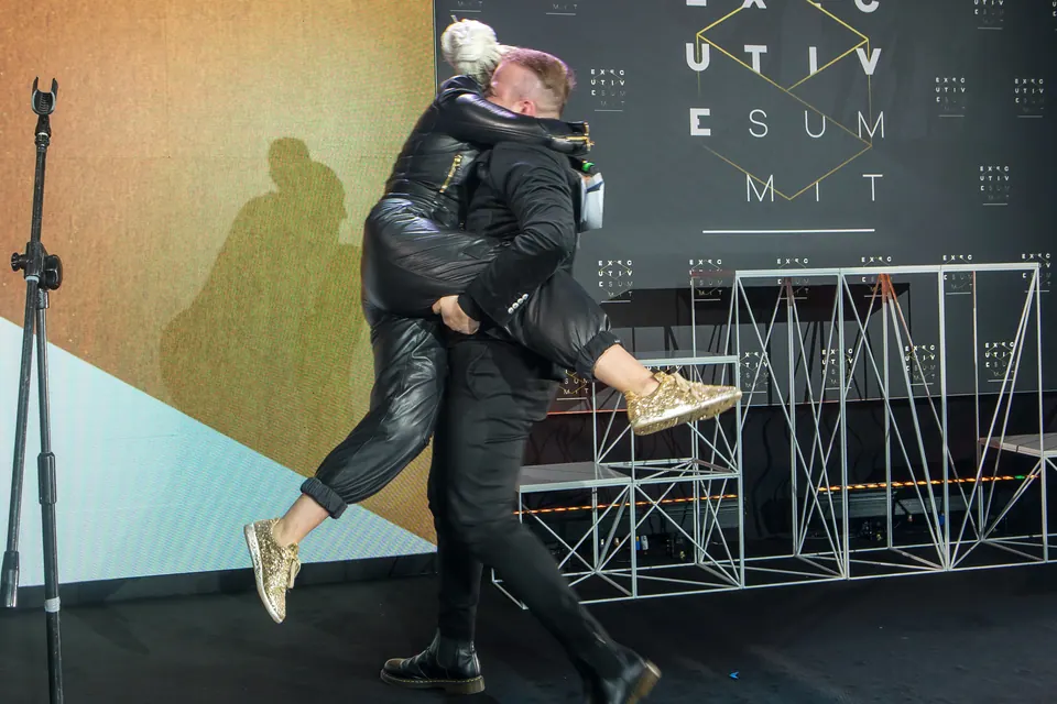 A winner celebrating on the Gala stage