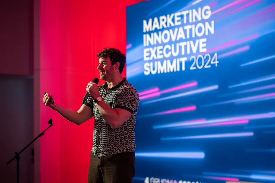 Speaker on stage at the Marketing Innovation Executive Summit 2024